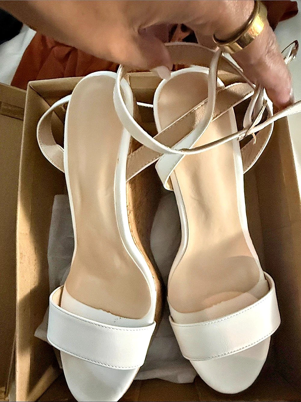 Cork Wedge Sandals in White